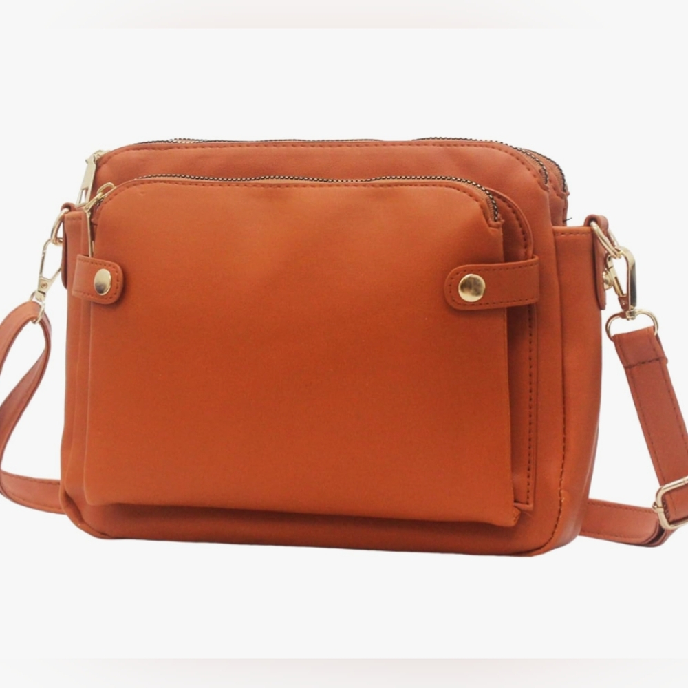 Like New Zengmei Brown 3 Layer Crossbody Bag